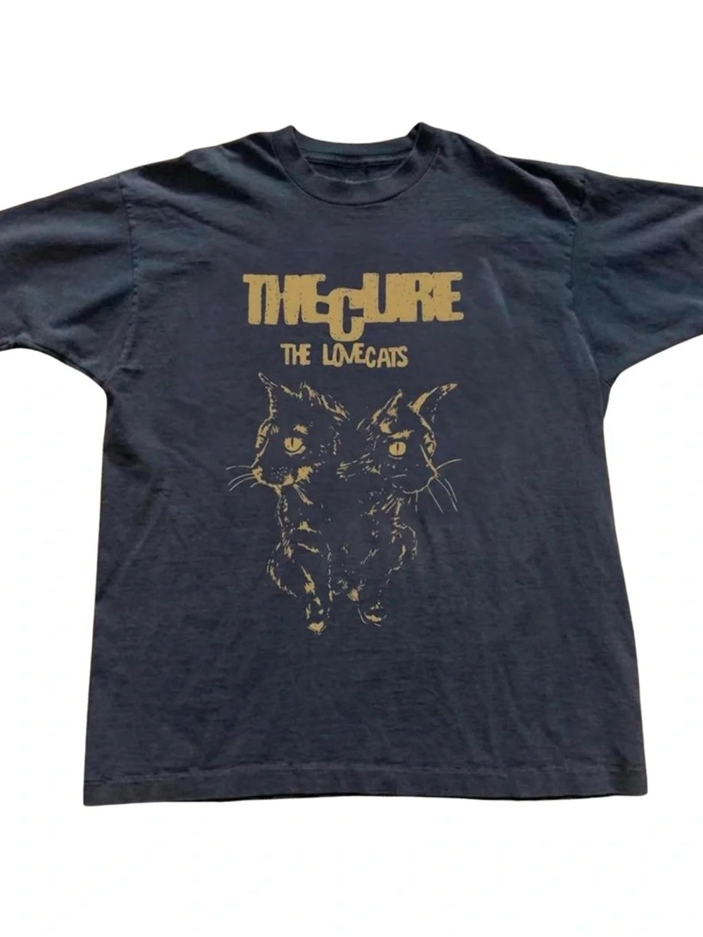The Cure The Lovecats Post Punk Goth Band Faded Black Graphic Tee